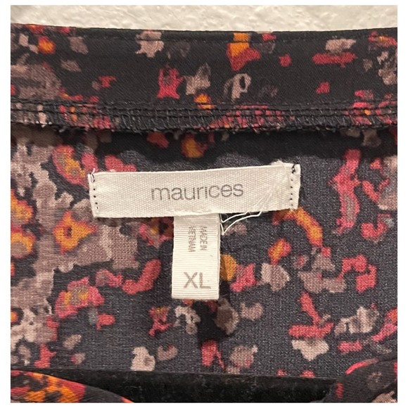 MAURICES Medallion Print Tiered Multicolor Black Tunic Blouse - Picture 3 of 6